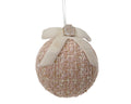 Kerstbal met strik en roos | polyester | roze | 10cm
