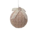 Kerstbal met strik en roos | polyester | roze | 8cm