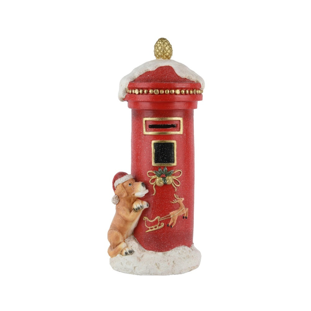 Postbus met hond | magnesium | rood | 70cm