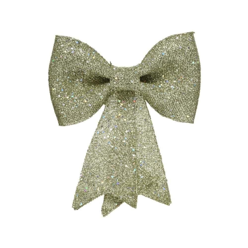 Kerststrik | plastic | licht goud/glitters | 30cm