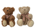 Kerstbeer met geruite strik | polyester | diverse kleuren | 10cm