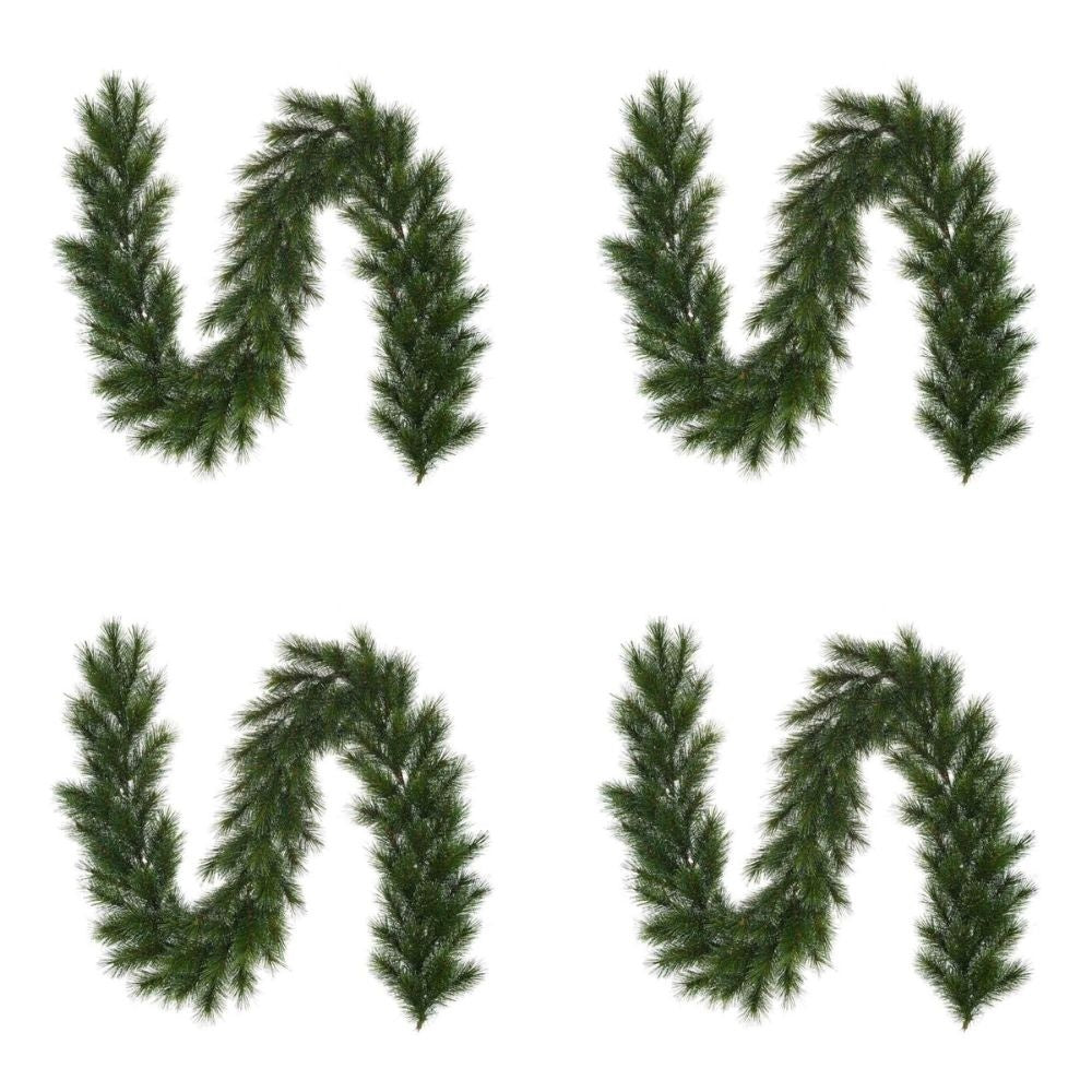 Glendon kerstguirlande set van 4 | groen met bevroren details | 270cm