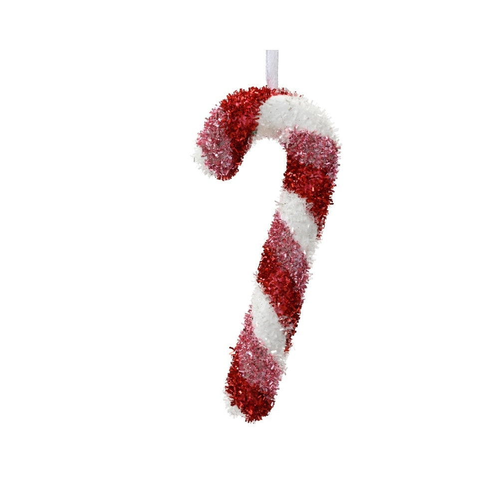 Kersthanger zuurstok | foam | rood/wit | 21cm