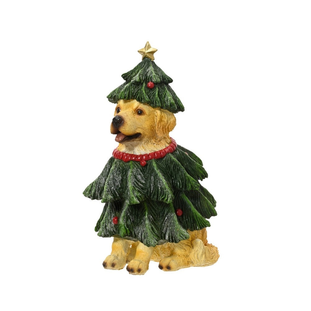 Kersthond | polyresin | groen | 24cm