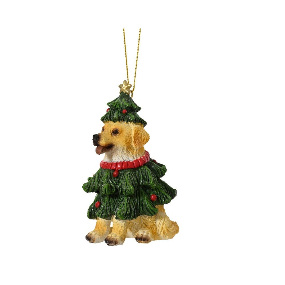 Kersthond | polyresin | groen | 9cm