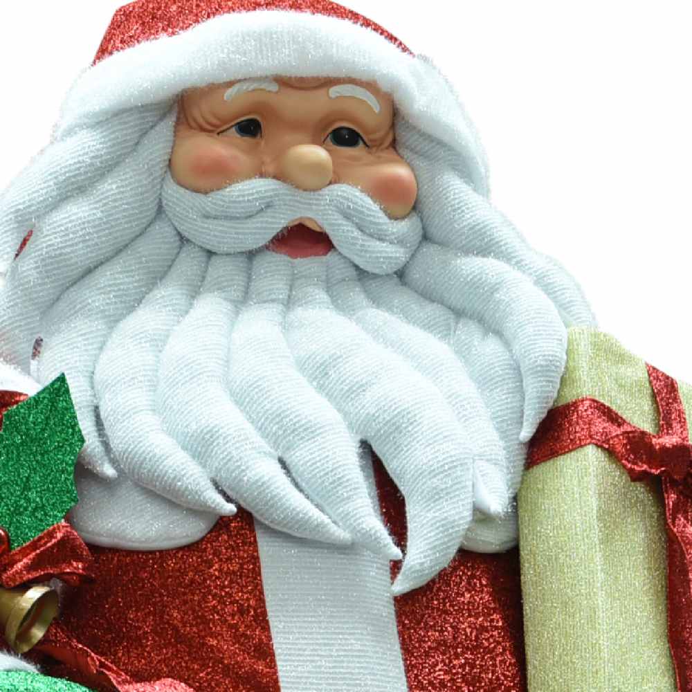 Grote kerstman met cadeau en zuurstok | polyester | rood/multicolor | 300cm