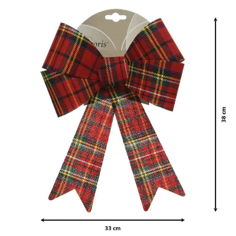 Kerststrik | polyester | rood/geruit | 38cm