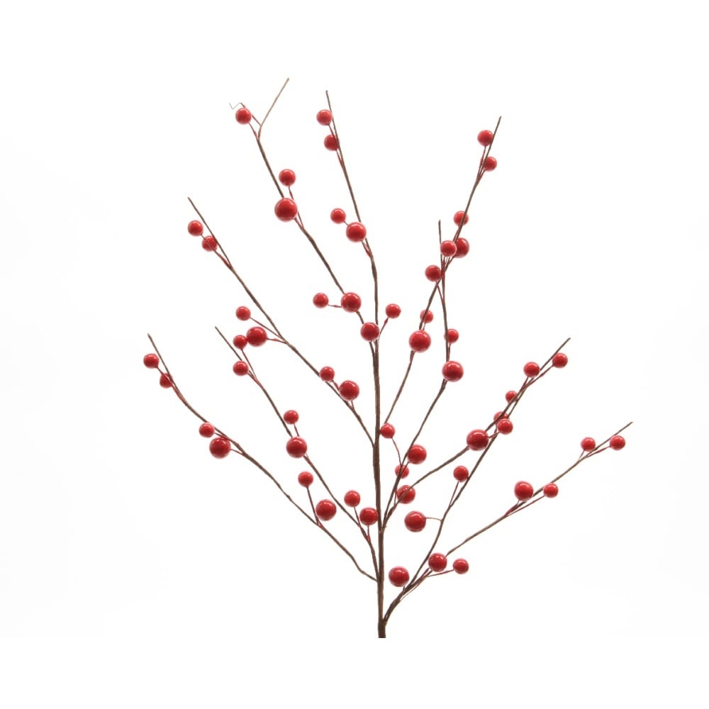 Kerstslinger bladeren met besjes | foam | rood met bevroren details | 55cm