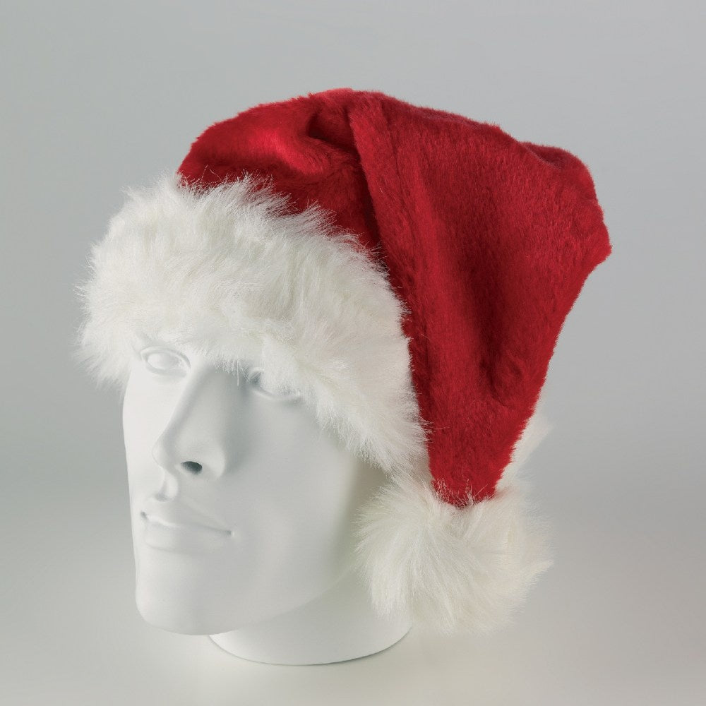 Luxe kerstmuts met bont | rood/wit | 100% polyester