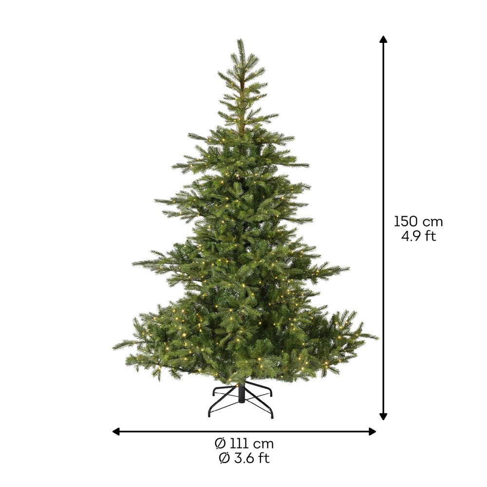 Grandis Fir kunstkerstboom 150xø111cm | groen met 250 LED lampjes
