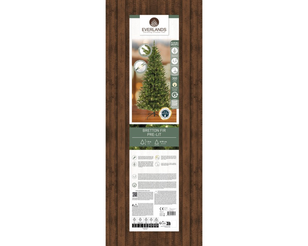 Bretton Fir kunstkerstboom 180xø99cm | groen met 300 LED lampjes