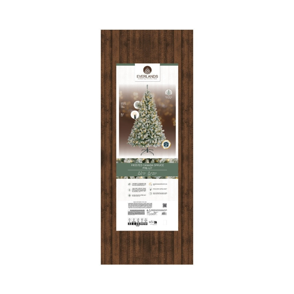 Canada Spruce kunstkerstboom 210xø140cm | groen met bevroren details | 440 LED lampjes