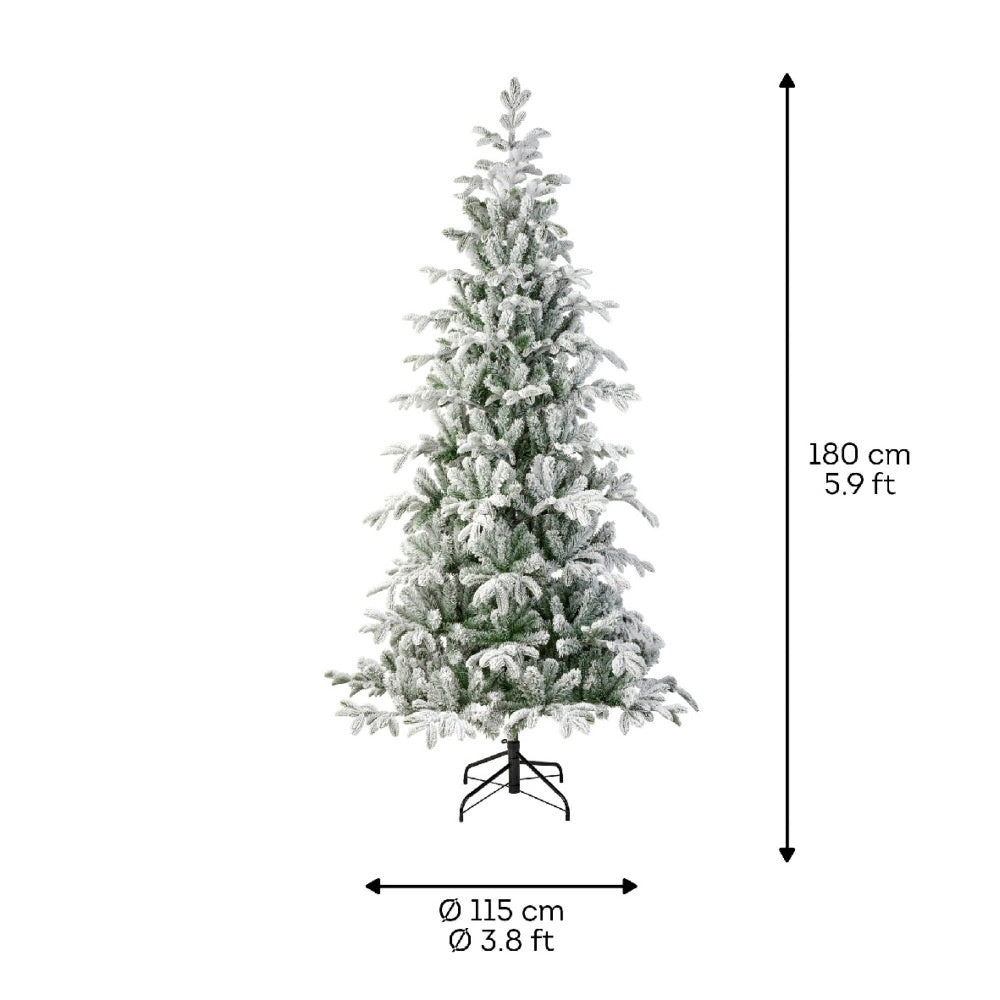 Balsamea Fir kunstkerstboom 180xø115cm | wit/met sneeuw