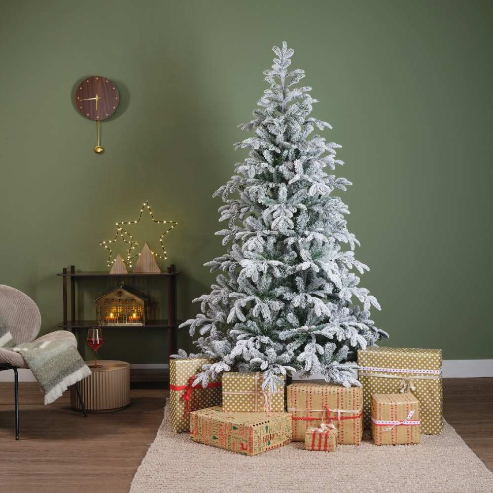 Balsamea Fir kunstkerstboom 210xø130cm | wit/met sneeuw