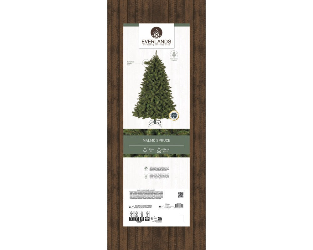 Malmö Frosted Spruce kunstkerstboom 150xø104cm | groen met bevroren details