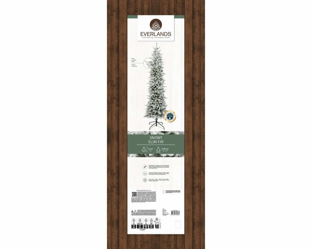 Slim Fir Snowy kunstkerstboom 180xø55cm | wit/met sneeuw