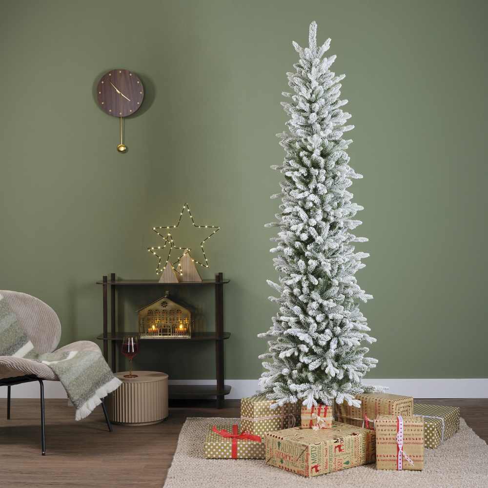 Slim Fir Snowy kunstkerstboom 180xø55cm | wit/met sneeuw