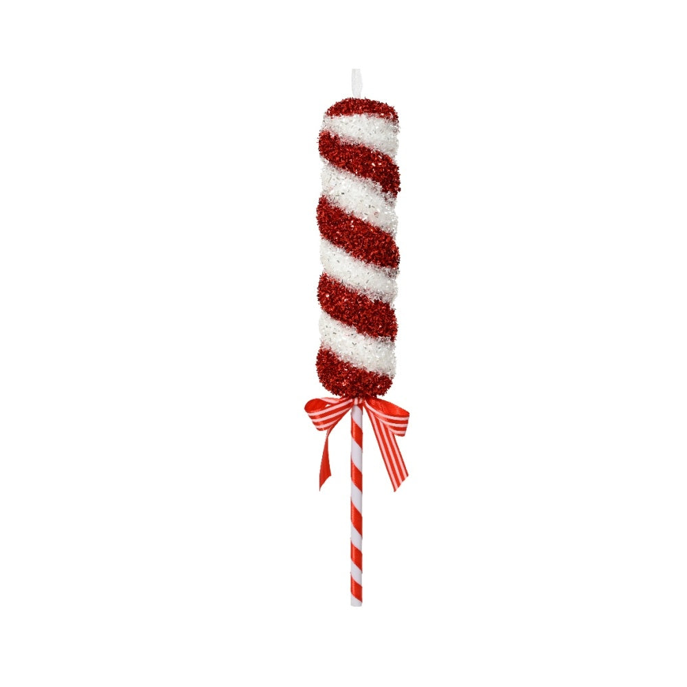 Kersthanger zuurstok | foam | rood/wit | 36cm