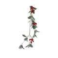 Kerstslinger bladeren met besjes | polyester | rood | 130cm
