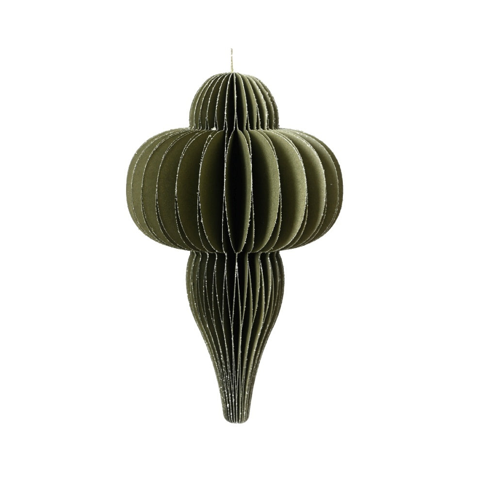 Kersthanger | papier | ornament vorm | groen | 15cm
