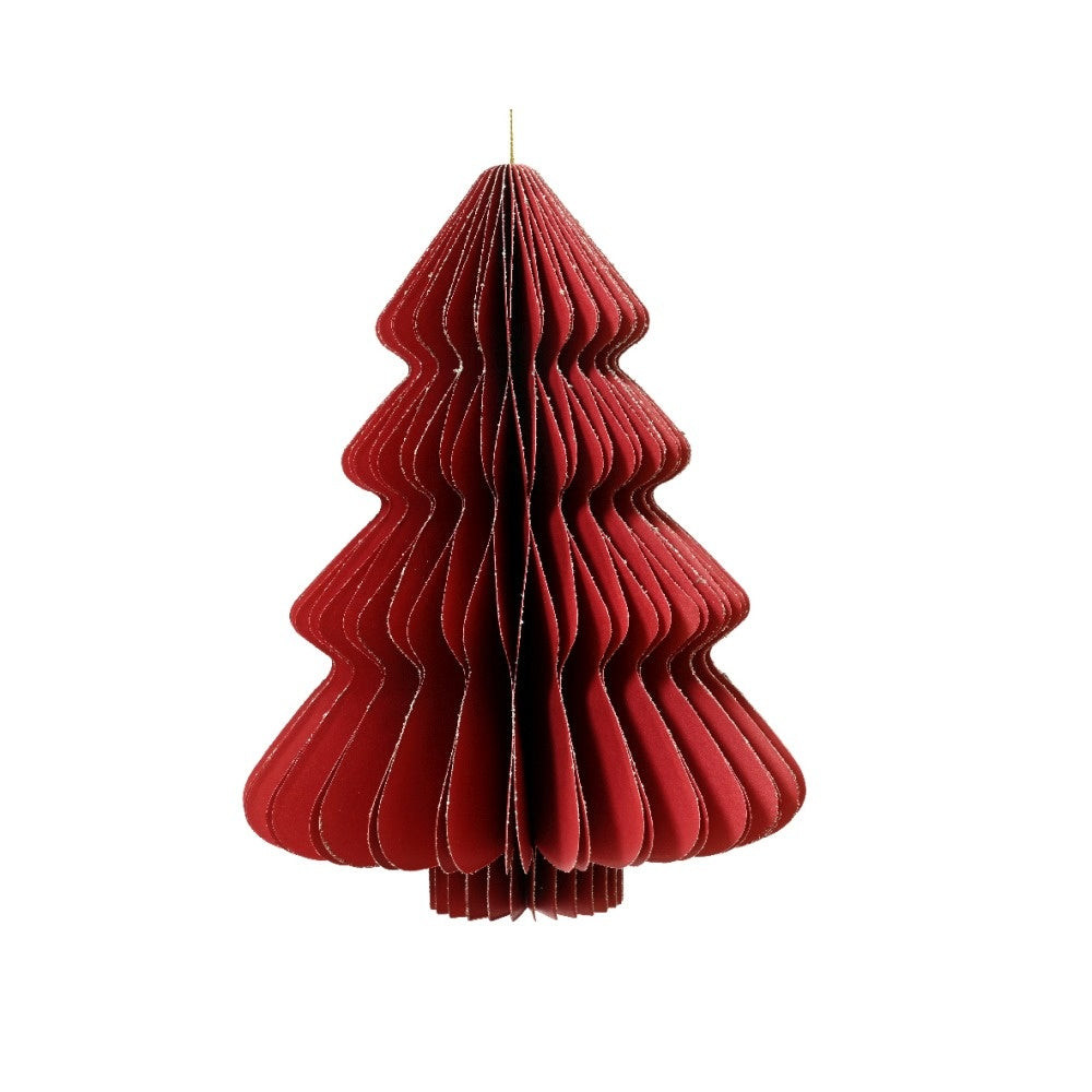 Papieren kerstbal | kerstboom | rood | 15cm