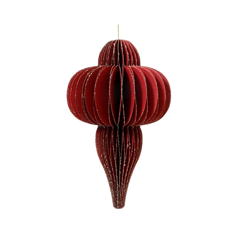 Kersthanger | papier | ornament vorm | rood | 40cm