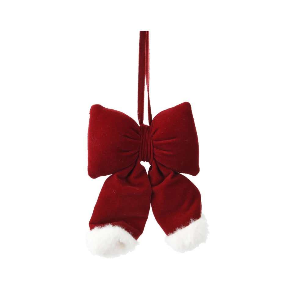 Kerststrik | polyester | ossenbloed/wit | 26cm