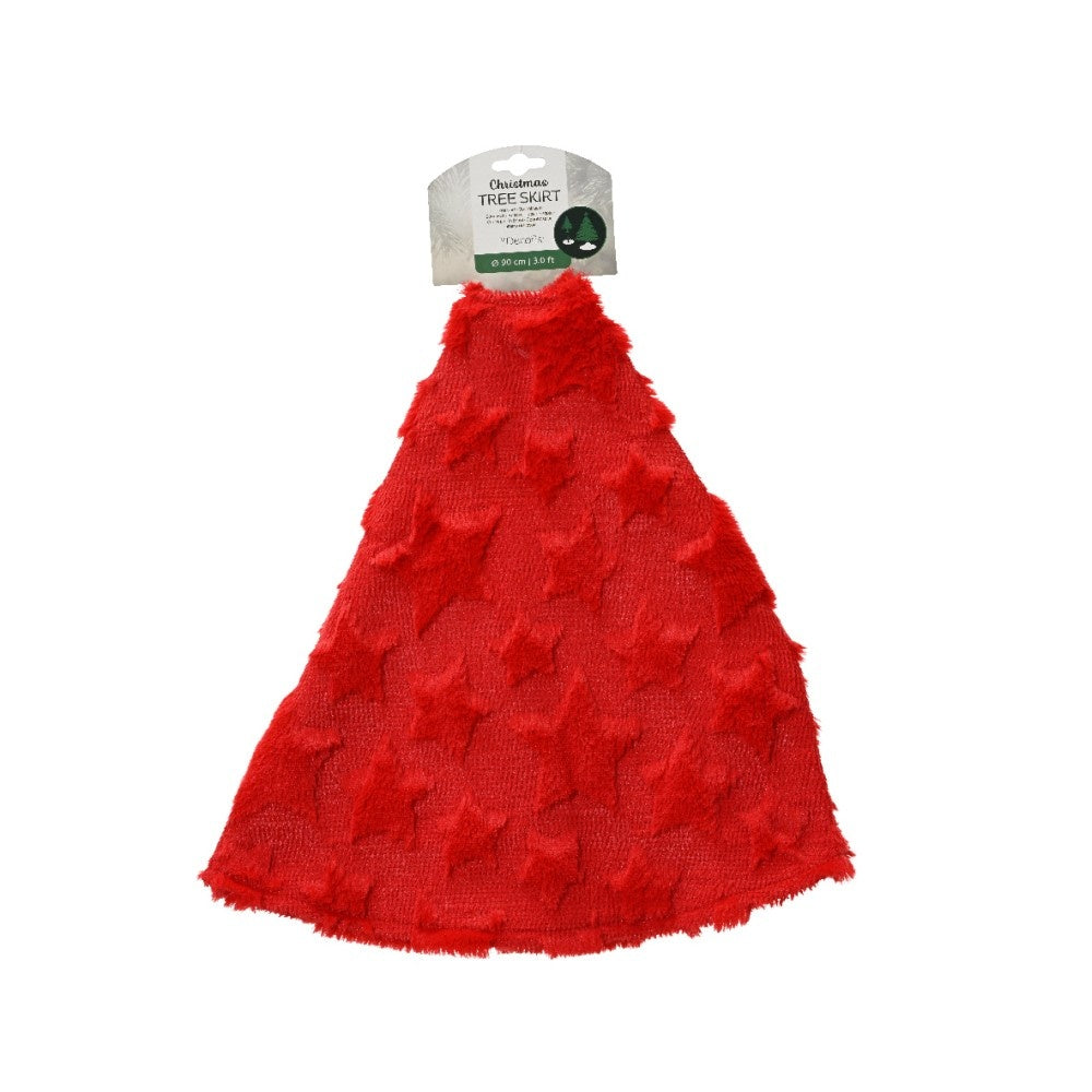 Boomrok met sterren | polyester | rood 90cm