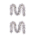 Dinsmore kerstguirlande set van 2 | groen met bevroren details & LED lampjes | 270cm