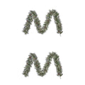 Vandans kerstguirlande set van 2 | groen met bevroren details & dennenappels | 270cm