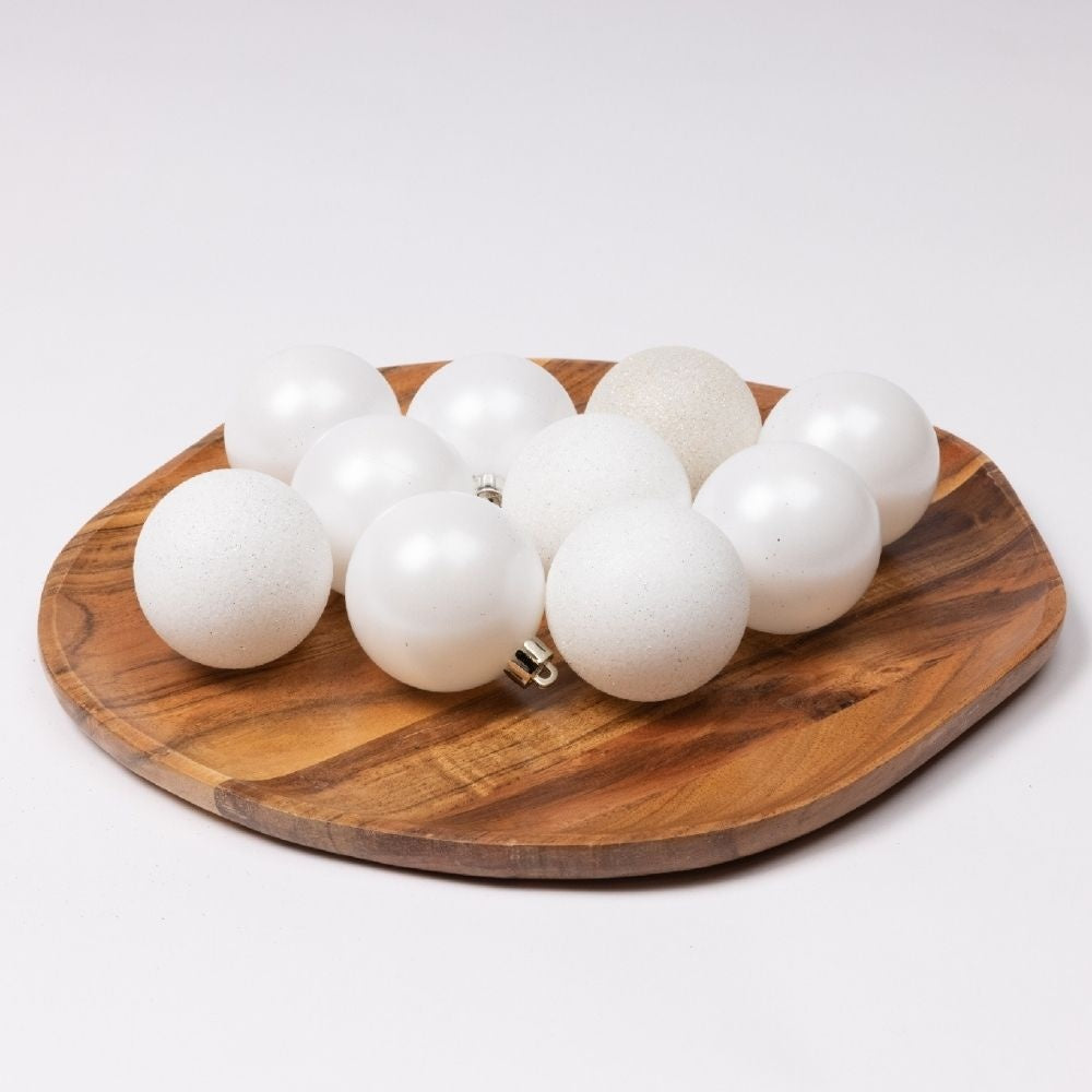 Kerstballen set 30-delig | kunststof/onbreekbaar | winterwit | diverse maten