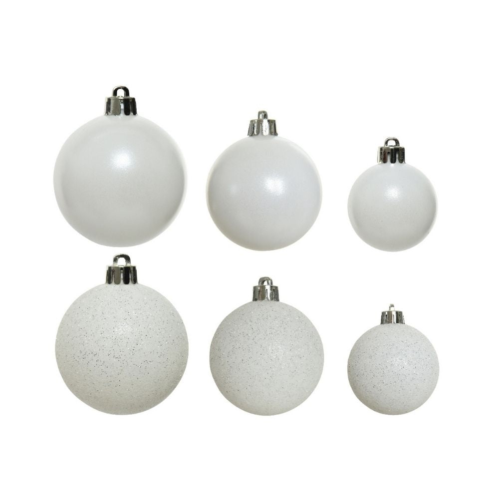 Kerstballen set 30-delig | kunststof/onbreekbaar | winterwit | diverse maten