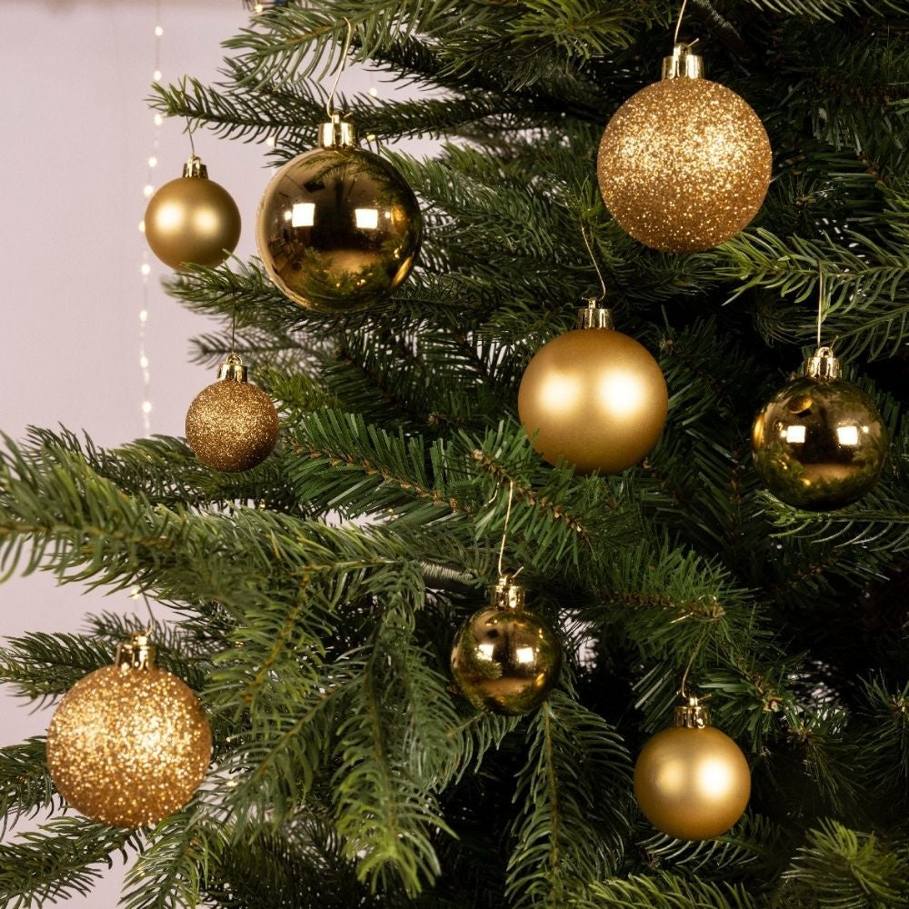 Kerstballen set 30-delig | kunststof/onbreekbaar | licht goud | diverse maten