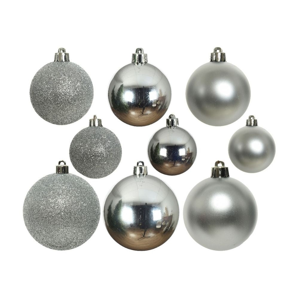 Kerstballen set 30-delig | kunststof/onbreekbaar | zilver | diverse maten