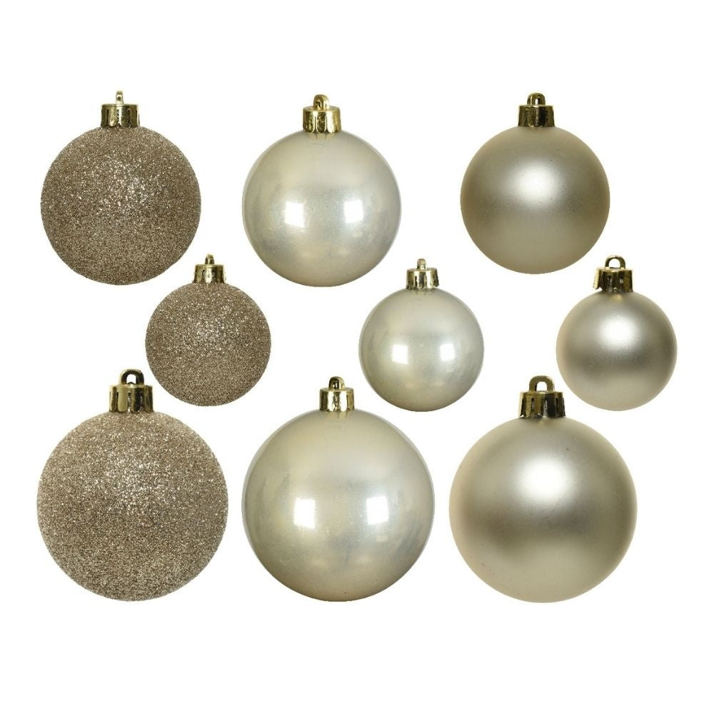 Kerstballen set 30-delig | kunststof/onbreekbaar | parel | diverse maten