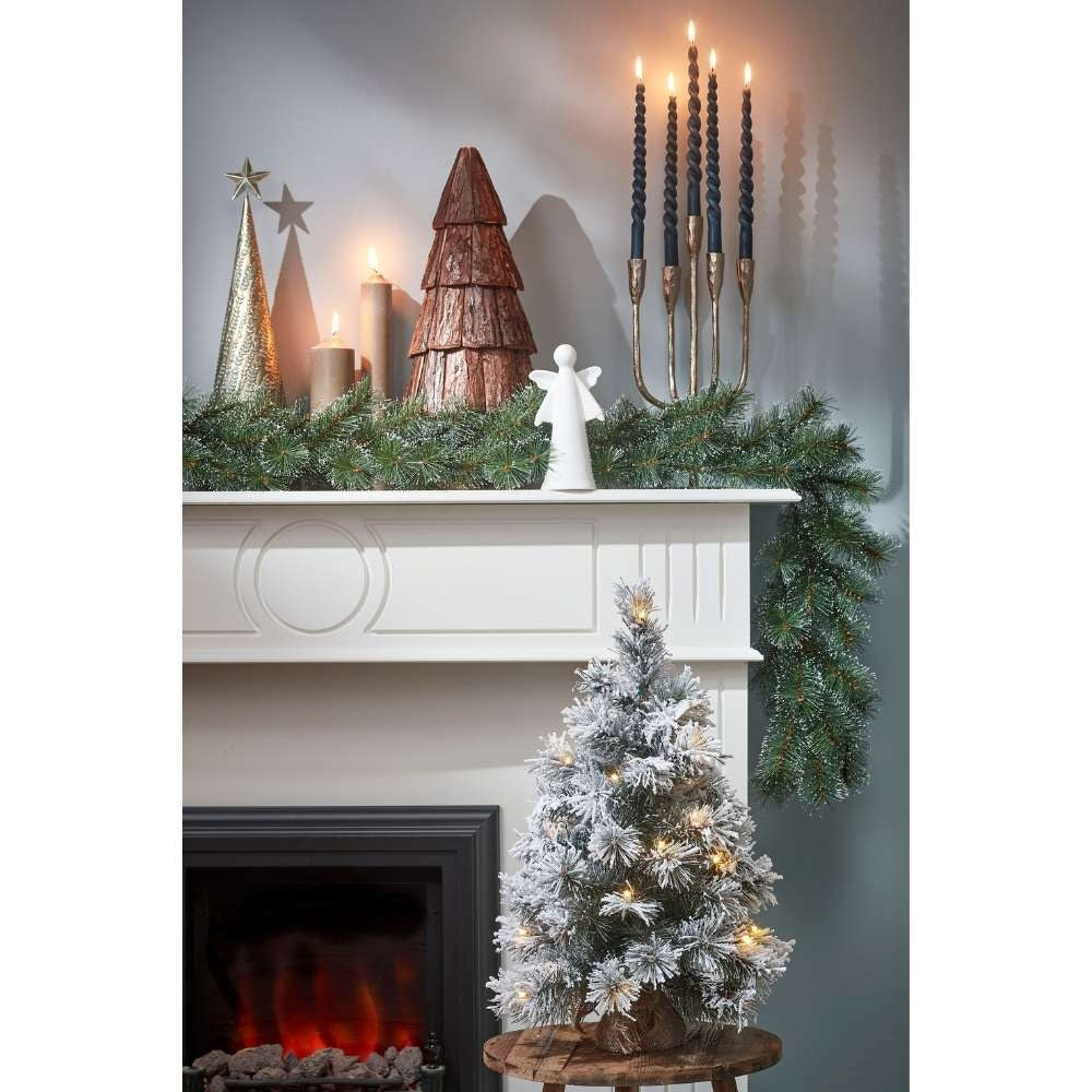 Glendon kerstguirlande | groen met bevroren details & LED lampjes | 180cm
