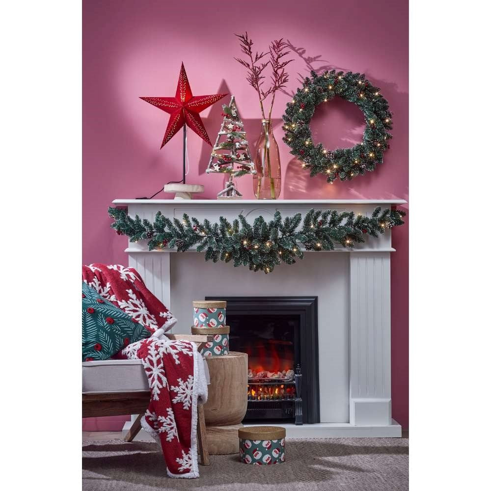 Creston kerstkrans incl. besjes en dennenappels | groen met bevroren details | 60cm