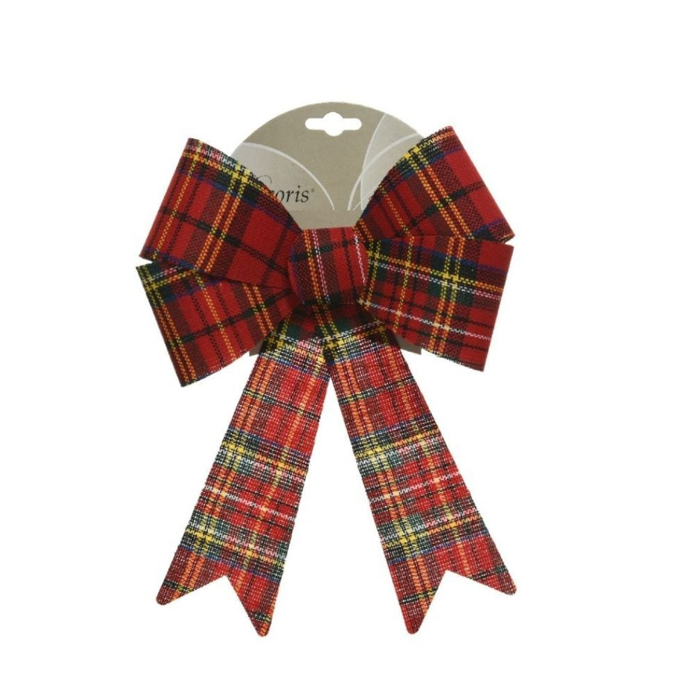 Kerststrik | polyester | rood/geruit | 26cm
