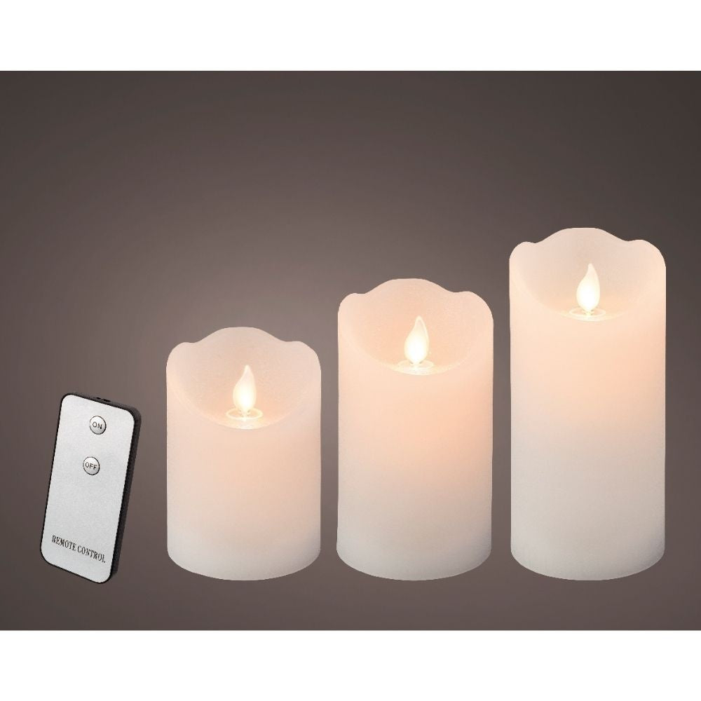 LED kaars | wax | wit/warm wit met bewegend lampje | ø7,5x15 / 12,5 / 10cm