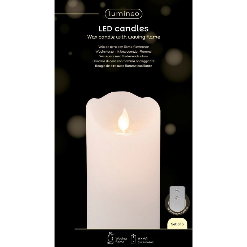 LED kaars | wax | wit/warm wit met bewegend lampje | ø7,5x15 / 12,5 / 10cm