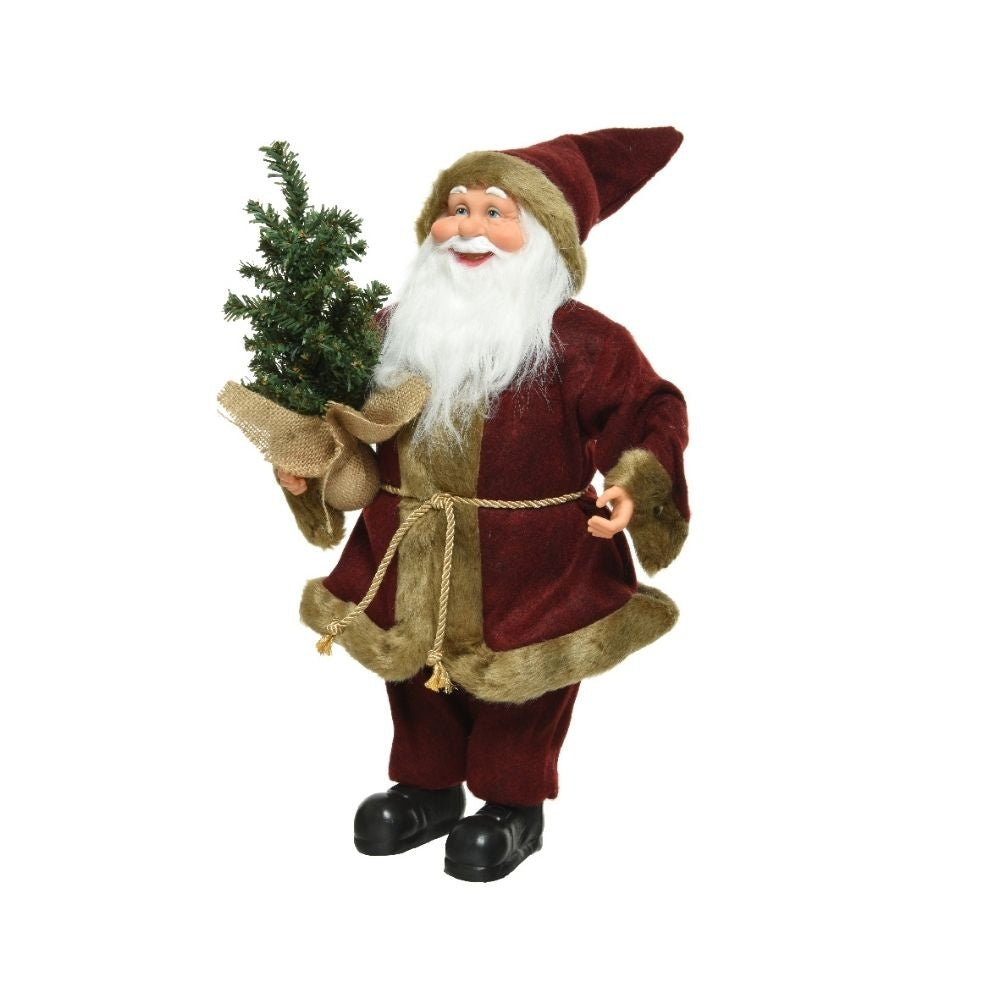 Kerstman pop met boompje | polyester | ossenbloed | 45cm