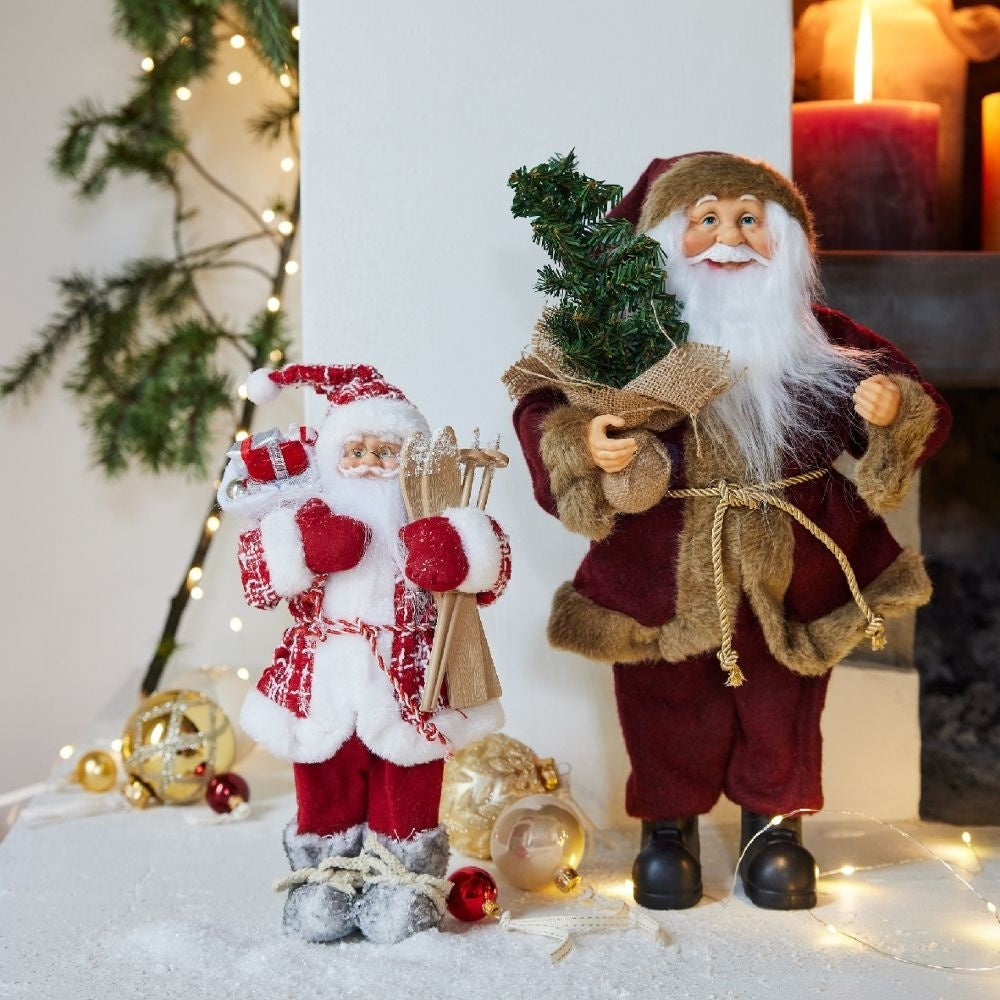 Kerstman pop met boompje | polyester | ossenbloed | 45cm