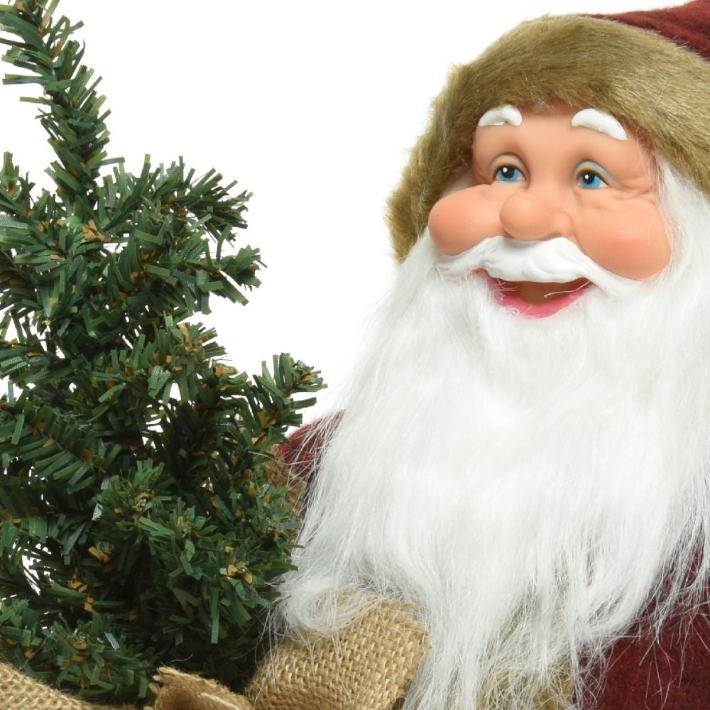 Kerstman pop met boompje | polyester | ossenbloed | 45cm