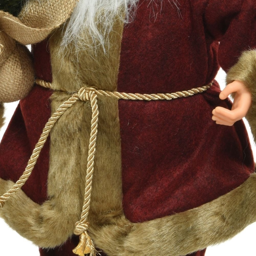 Kerstman pop met boompje | polyester | ossenbloed | 45cm