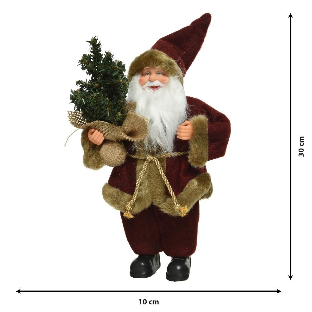 Kerstman pop met boompje | polyester | ossenbloed | 30cm