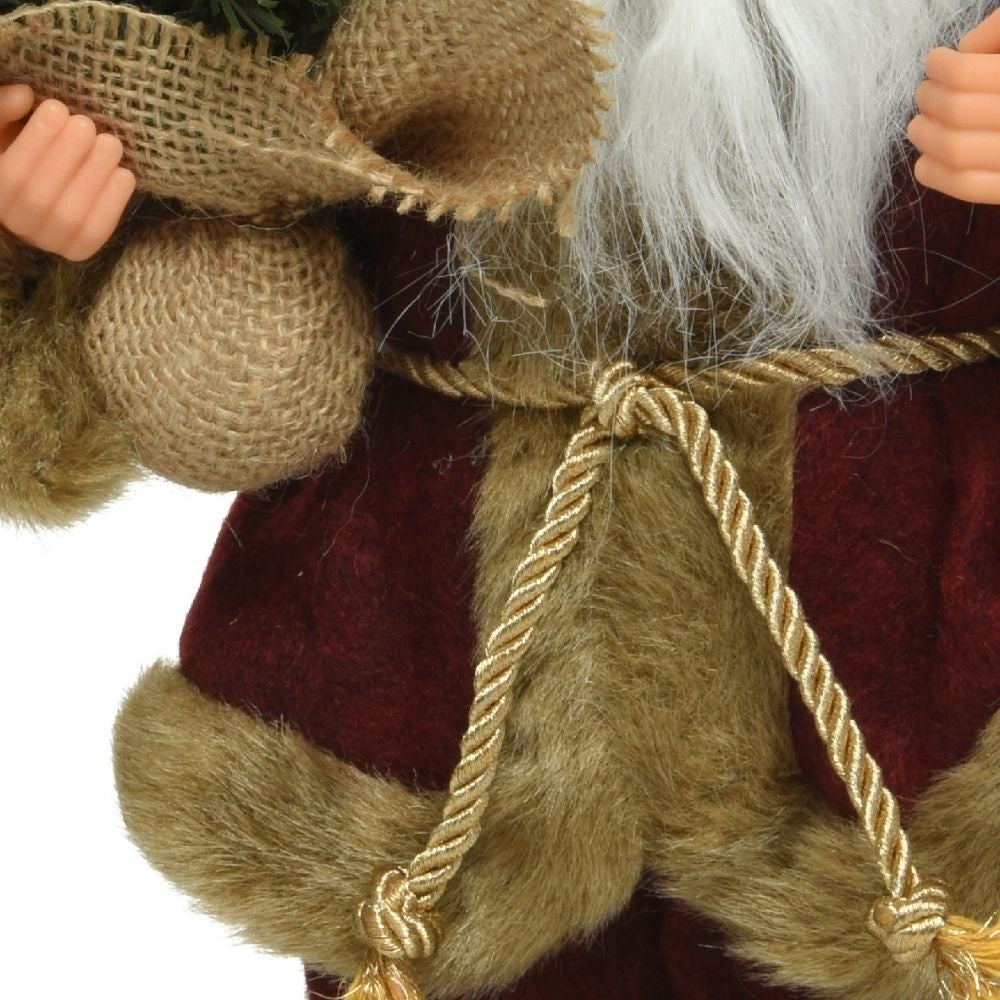Kerstman pop met boompje | polyester | ossenbloed | 30cm