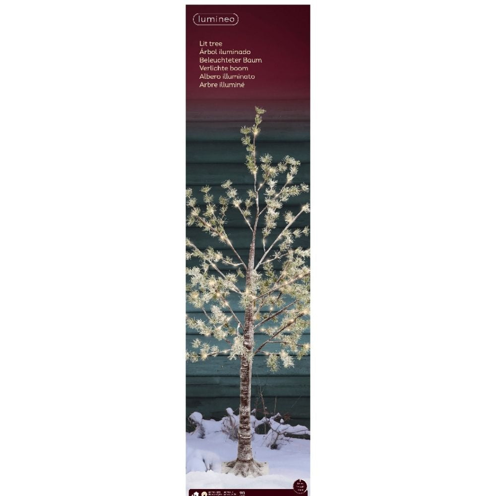 Boom met LED lampjes voor buiten | plastic | groen | warm wit | 150cm