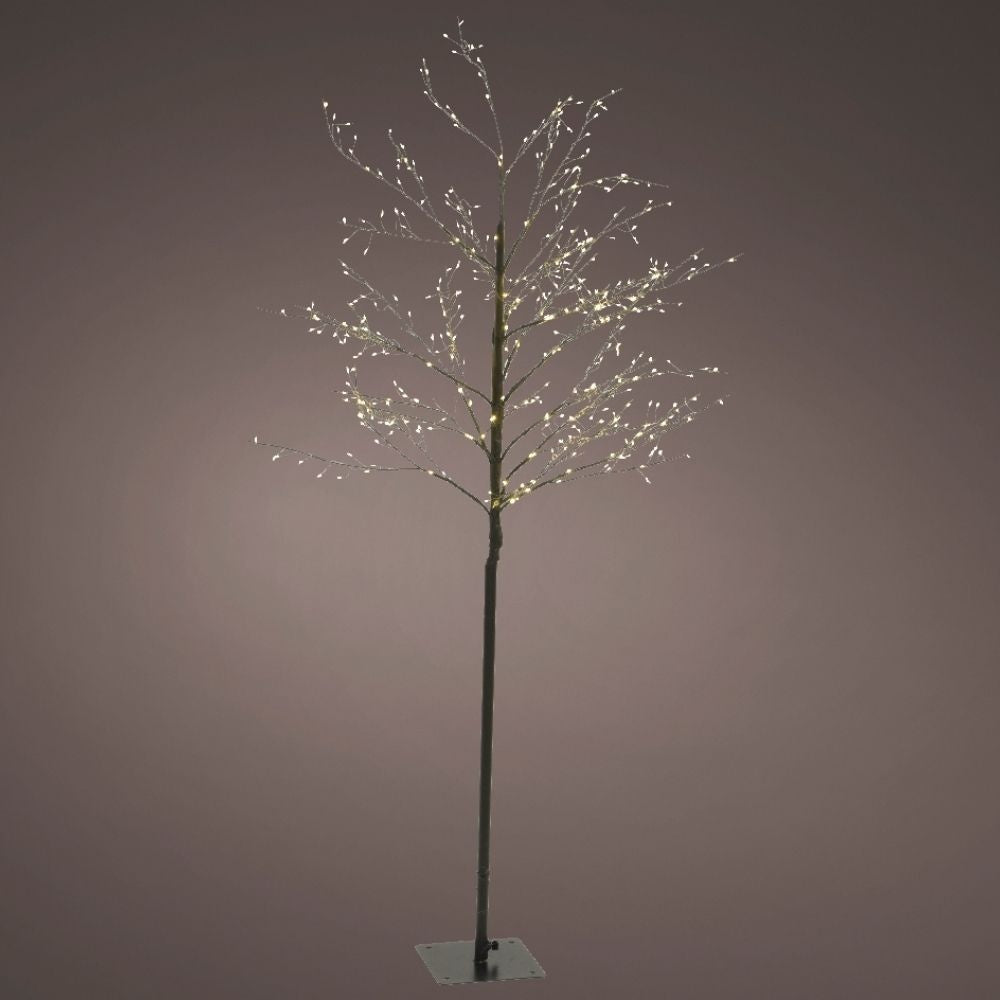 Metalen kerstboom met LED lampjes | geschikt voor buiten | zwart | warm wit | 180cm