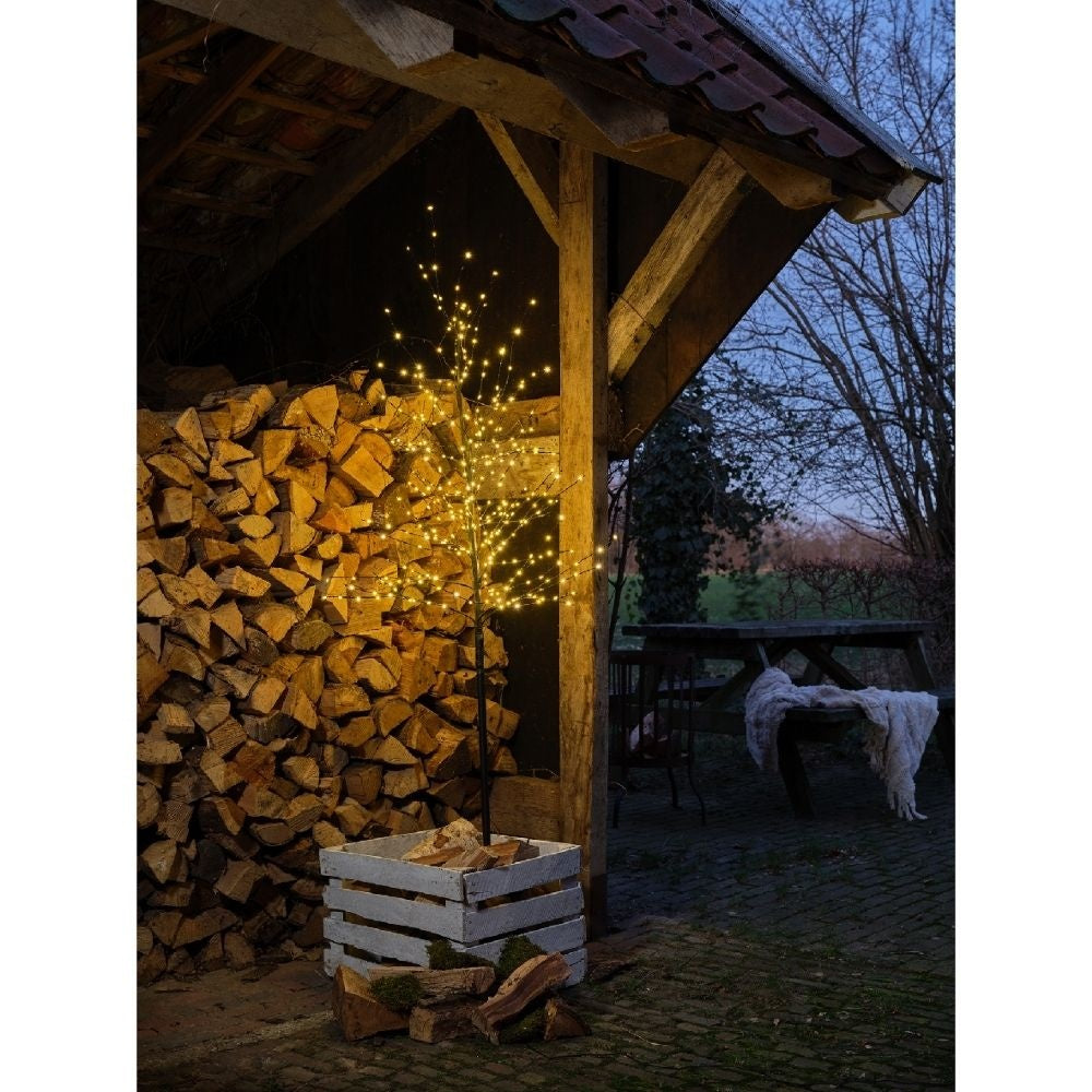 Metalen kerstboom met LED lampjes | geschikt voor buiten | zwart/warm wit | 150cm