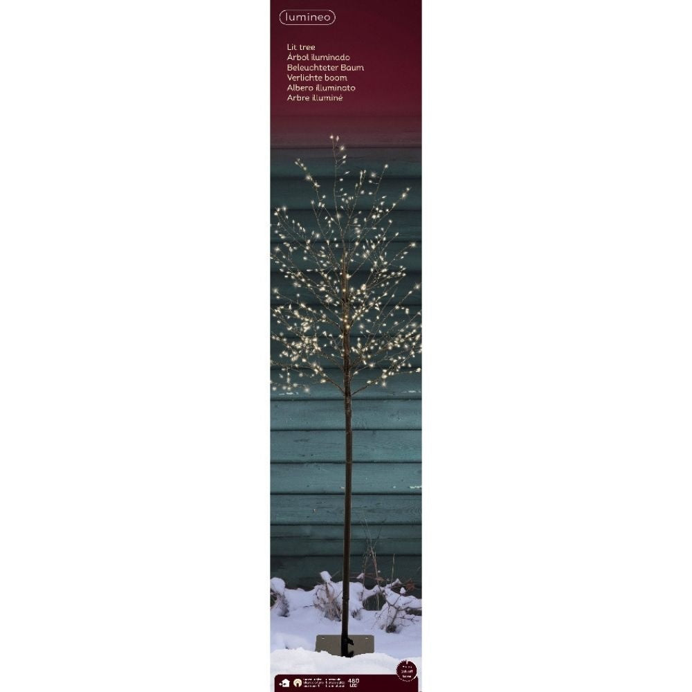 Metalen kerstboom met LED lampjes | geschikt voor buiten | zwart/warm wit | 150cm